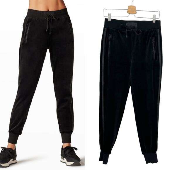 Blanc Noir Interpol Velvet Jogger Pants Velour‎ Faux Leather Black Size Small - Picture 1 of 11